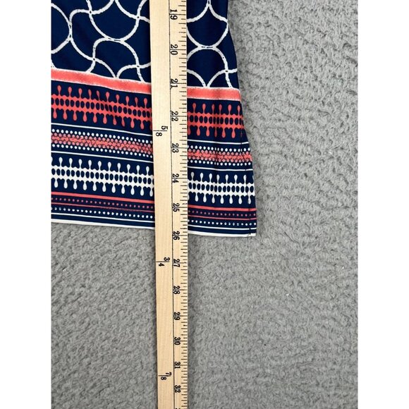 La Vanya Womens Blouse Metal Cut Out Collar 3/4 Sleeves Blue/White Petite PM - Picture 6 of 9